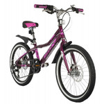 Велосипед NOVATRACK 20" ALICE пурпурный,  стальная рама, 6 скор., Shimano TY21/Microshift TS38, диск