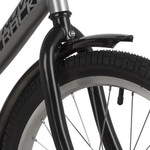 Велосипед NOVATRACK 20" VECTOR серебристый, защита А-тип, тормоз нож., крылья и багажник чёрн.