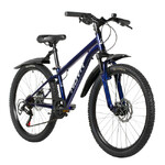 Велосипед NOVATRACK 24" BATTLER сталь 12'', тёмно-синий, 6 скор.TZ500/TS-38/SG-6S, диск.торм STG