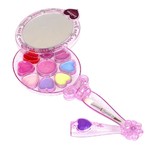 Набор детской декор. косметики Bondibon Eva Moda,  CDR 30,5*18*3 см; косметичка-зеркальце с ручкой, раздвижная: 1 аппликатор-кисточка, блеск для губ 3 оттенка (1,8г), тени для век 6 оттенков (3,6г); арт.70533I.
