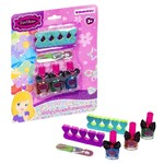Набор детской декор., косметики Bondibon Eva Moda, CRD 19х1,8х26 см; лак для ногтей c глиттером-3шт.(19,5мл) / разделитель для ногтей -2шт. / пилочка для ногтей -1шт.,арт.J-612.